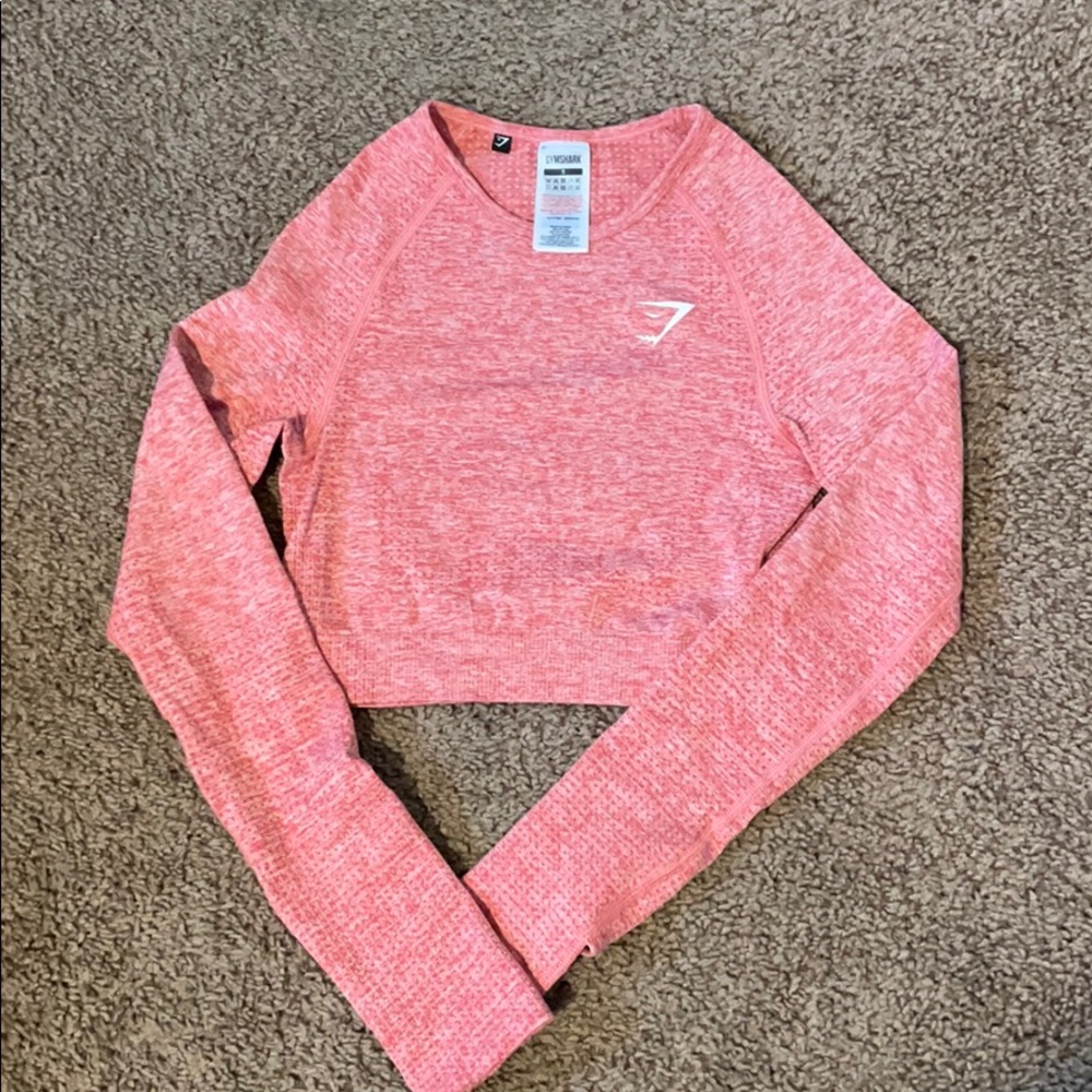 Gymshark Long Sleeve Cropped Top in Coral Pink